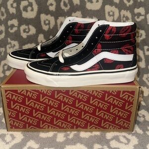 New 🆕 Vans SK8-HI 38 DX Anaheim Factory OG Black/Red 💋Hotlips 💋